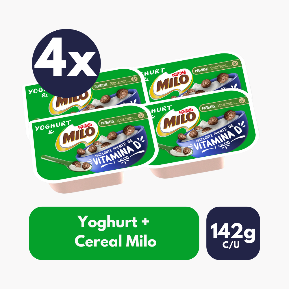 Pack 4 un Yoghurt Con Cereal Milo Nestlé 142 g