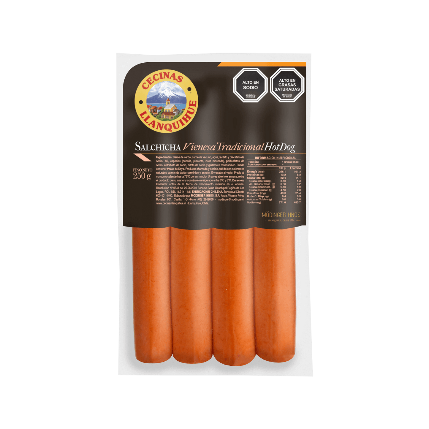 Salchicha Tradicional Llanquihue Hot Dog 250 g