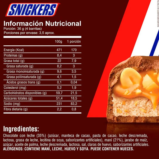 Chocolate Snickers Con Leche y Maní 52.7 g