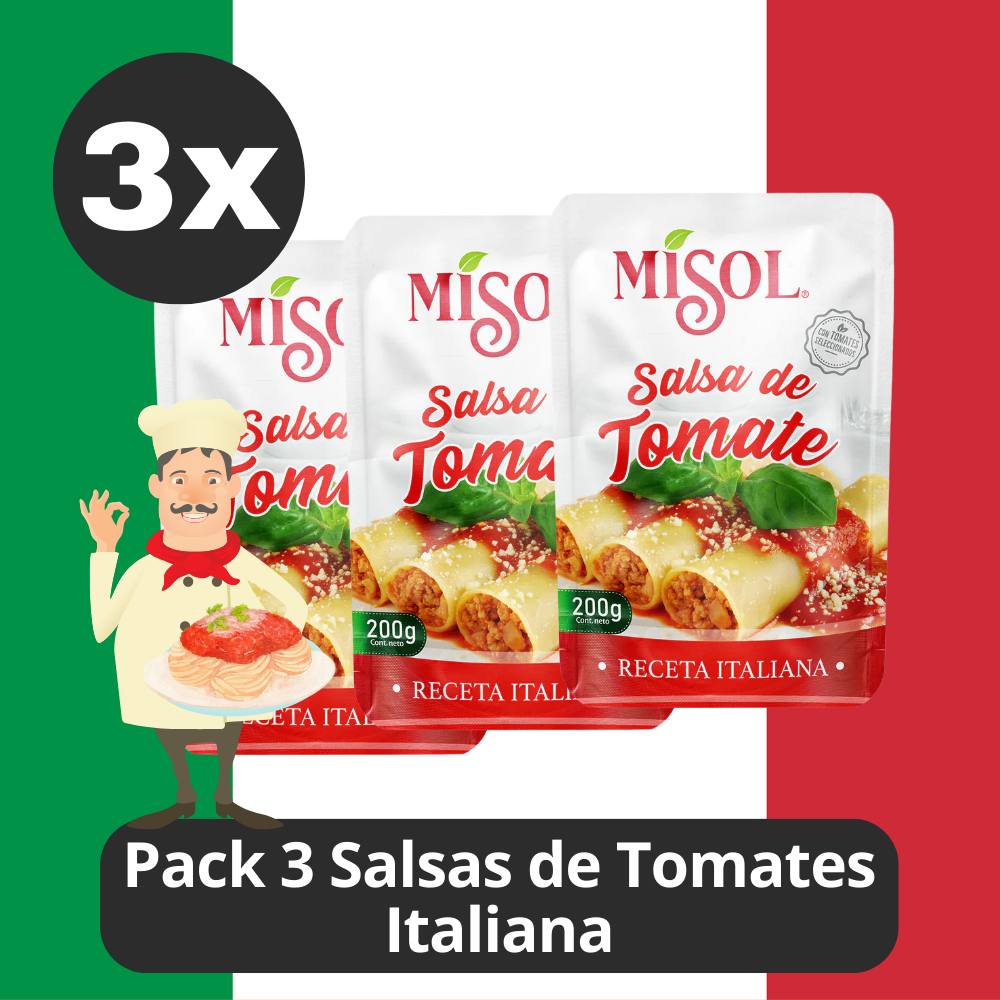 Pack 3 Salsas de Tomate Italiana MiSol 200g