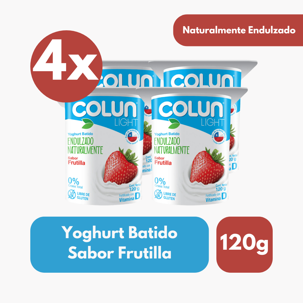 Pack 4 Un Yoghurt Light Colun Frutilla 120 Gr