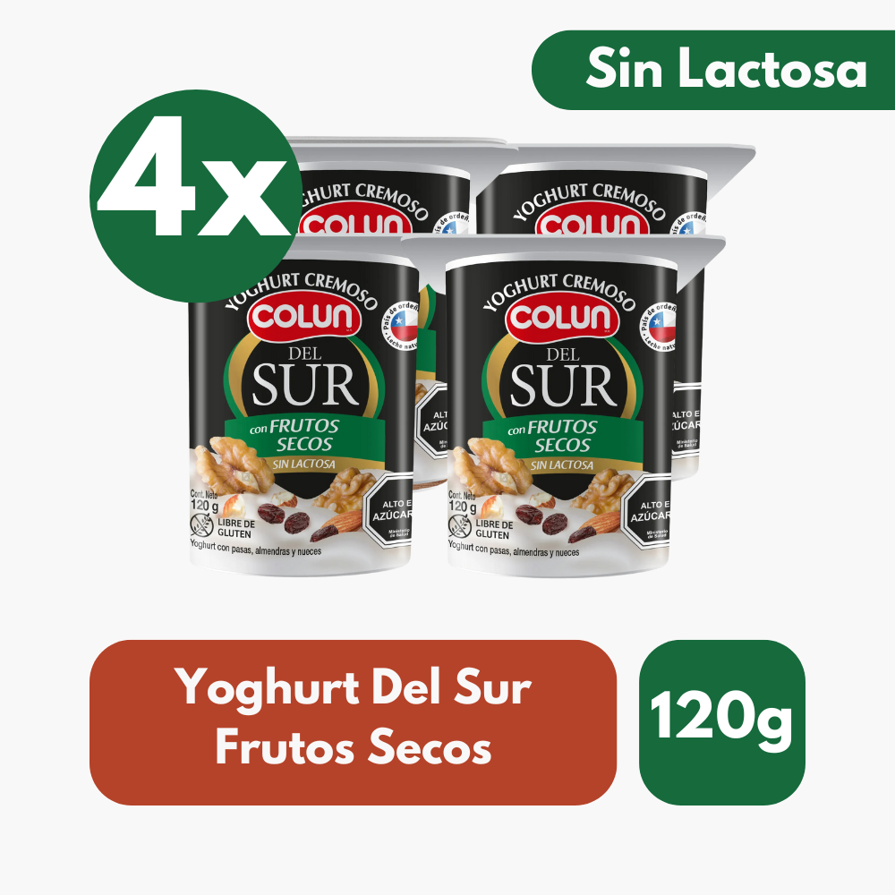 Pack 4 Un Yoghurt Del Sur Colun Frutos Secos 120 Gr