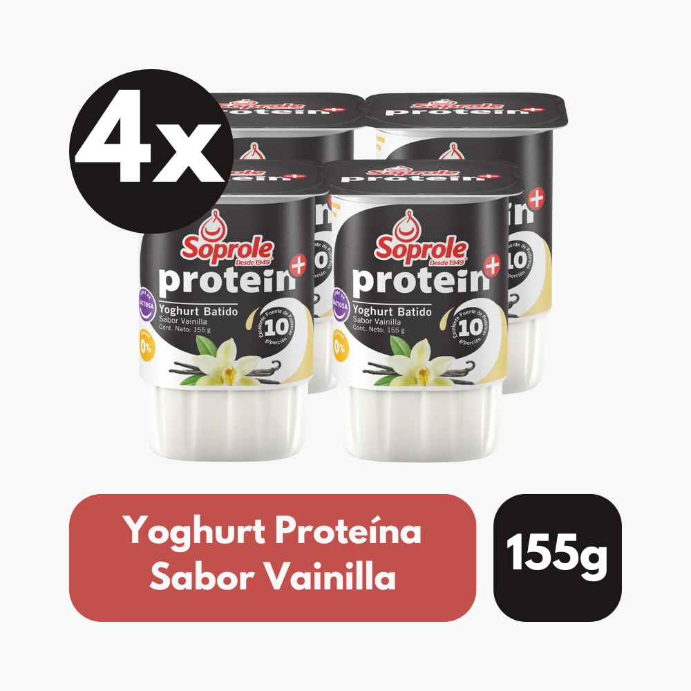 Pack 4 Un Yoghurt Soprole Proteína Vainilla 155 Gr