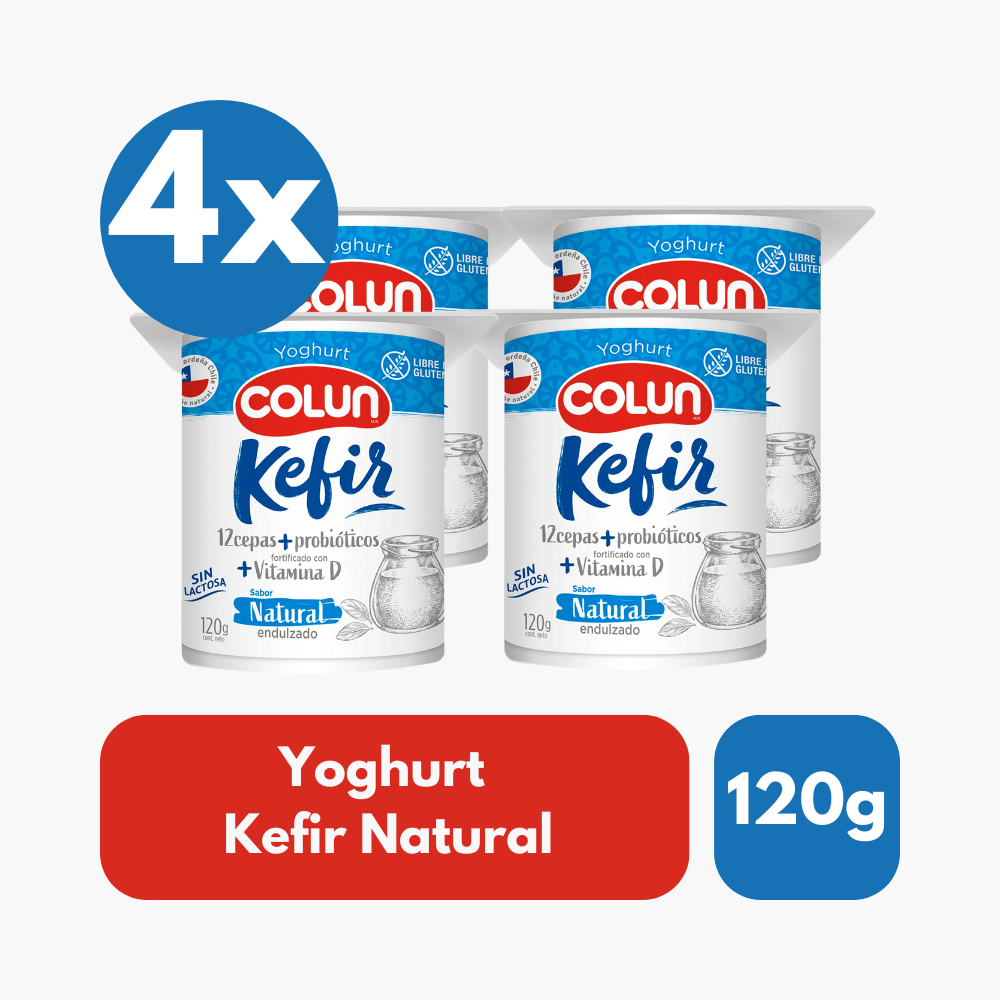 Pack 4 Un Yoghurt Kefir Natural Colun 120 Gr