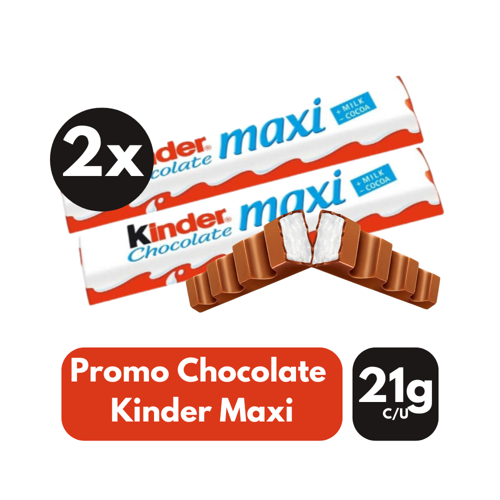 Promo 2X Chocolate Kinder Maxi 21 Gr