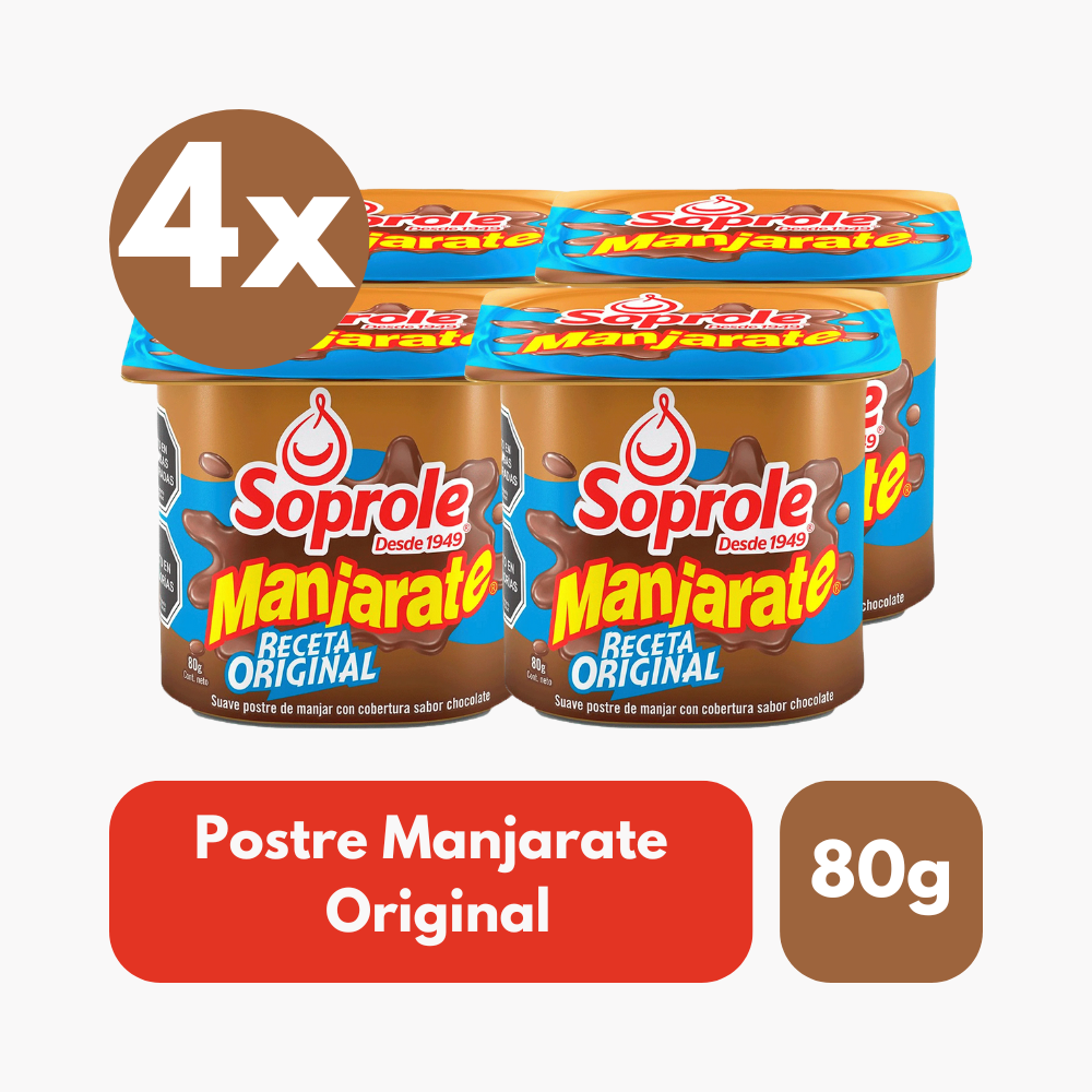 Pack 4 Un Postre Manjarate Soprole Original 80 g