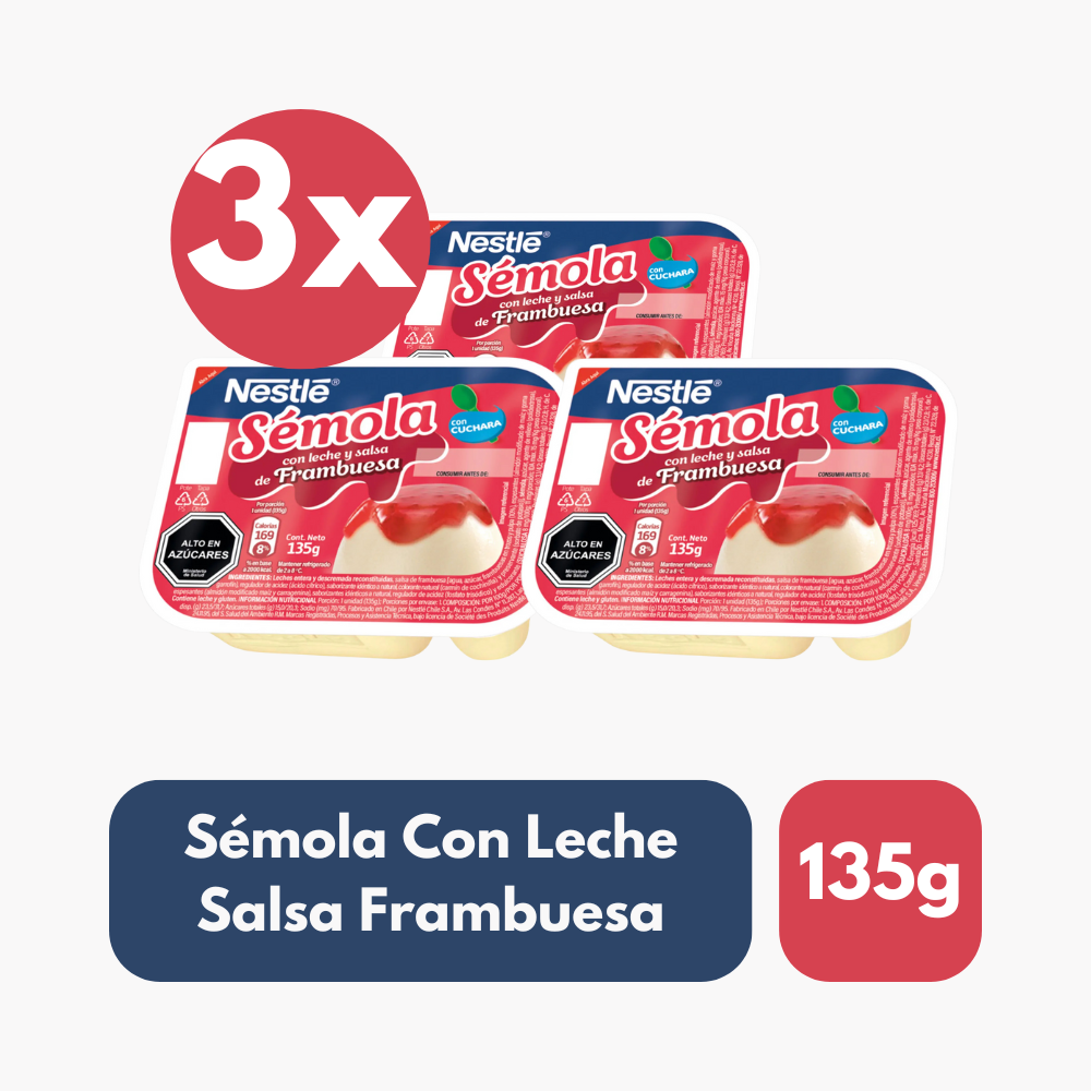 Pack 3 Un Sémola Con Leche Salsa Frambuesa Nestlé 135 g