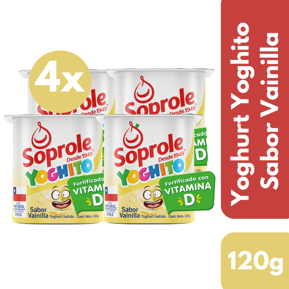 Pack 4 Un Yoghurt Yoghito Soprole Vainilla 120 Gr