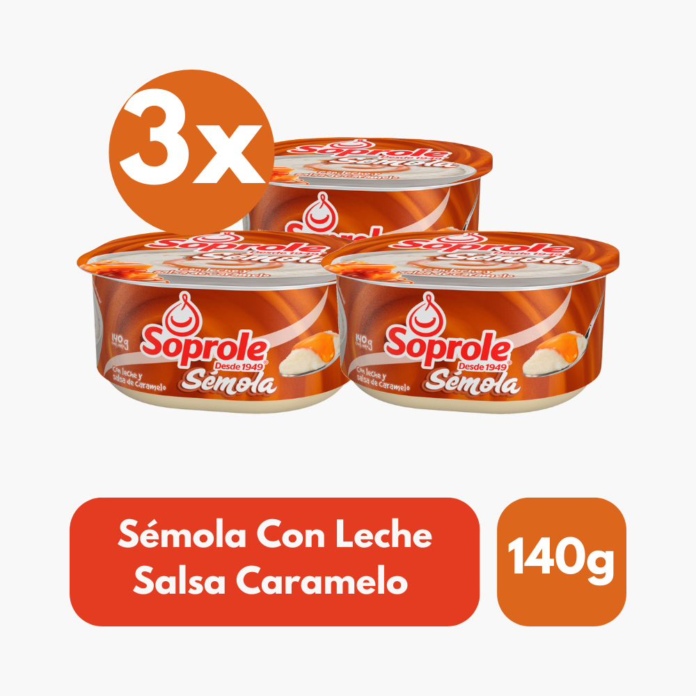 Pack 3 Un Sémola Con Leche Salsa Caramelo Soprole 140 g