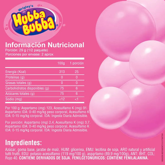 Chicle Bubble Tape Sabor Frutas Hubba Bubba 56 g