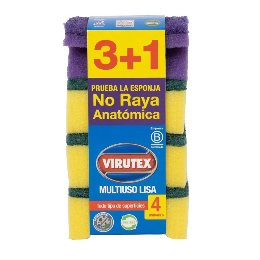 Esponja Virutex Antibacterial Multiuso 4 un