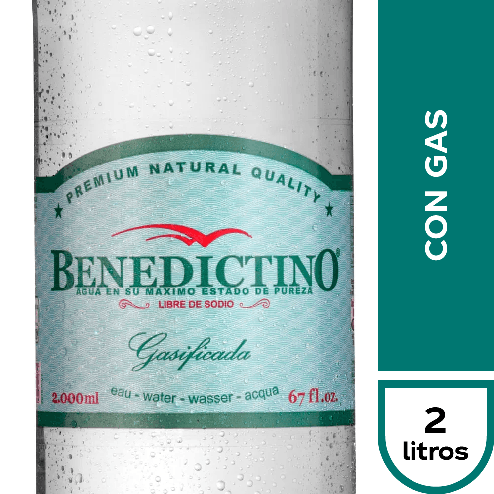 Agua Purificada Benedictino Gasificada 2 Lt