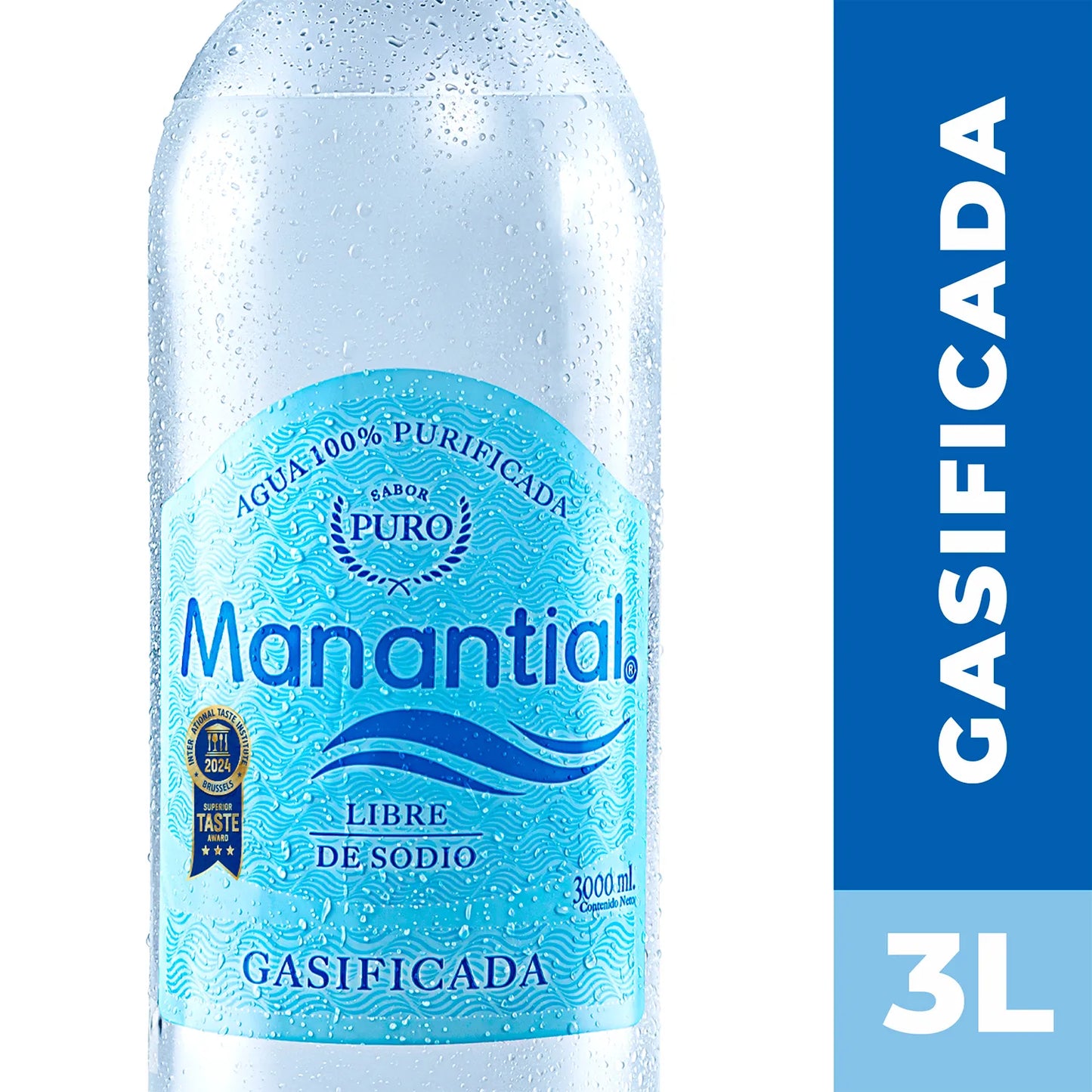 Agua Manantial Con Gas 3 Lt