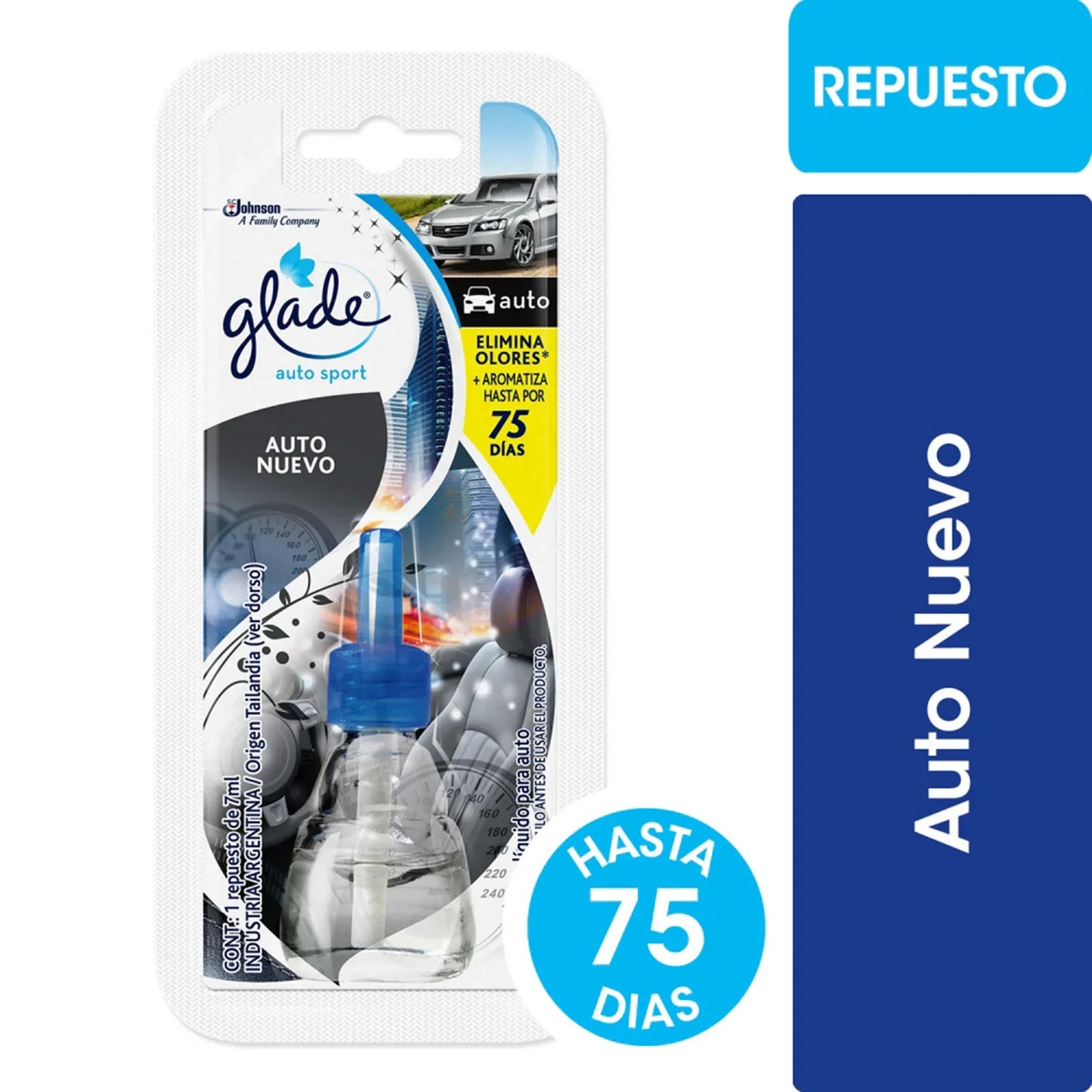 Aromatizante Glade Auto Sport Auto Nuevo Repuesto 7 ml