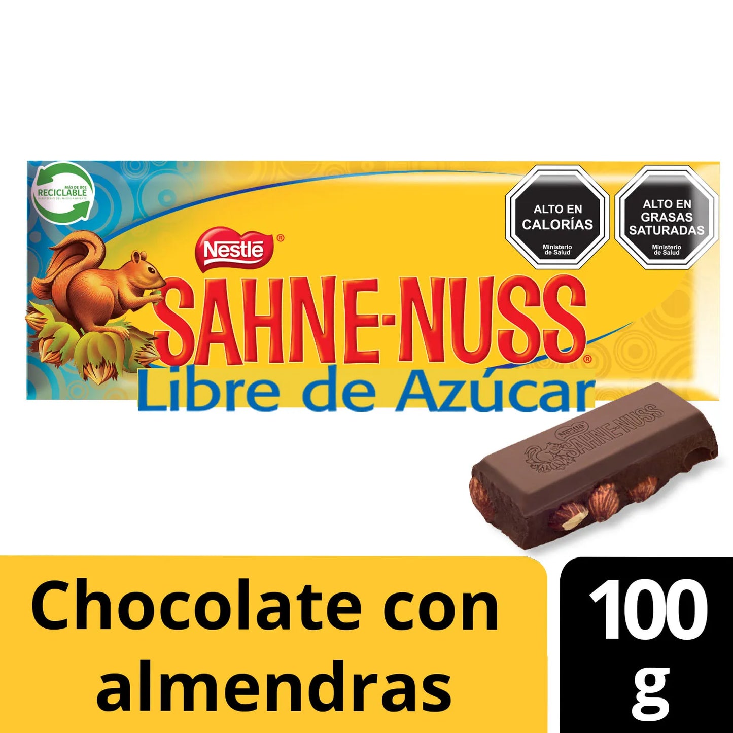Chocolate Sahne-Nuss Libre de Azúcar 90 g