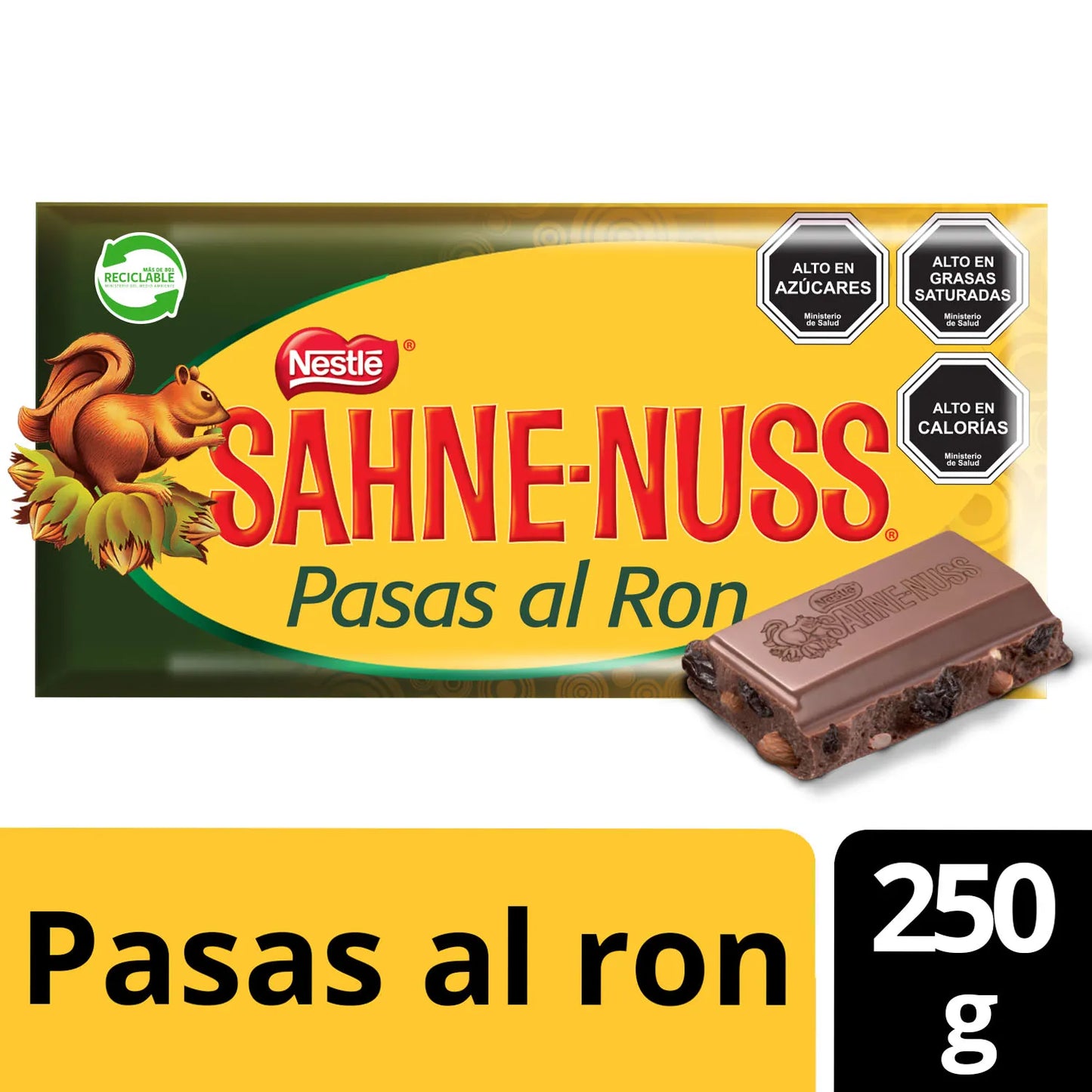 Chocolate Sahne-Nuss Pasas al Ron 250 Gr