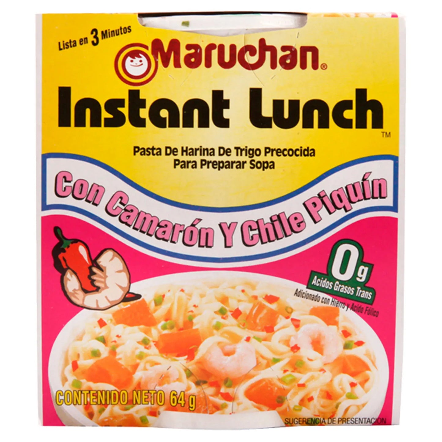 Maruchan Sopa Instantánea Sabor Camarón y Chile Piquín 64 Gr
