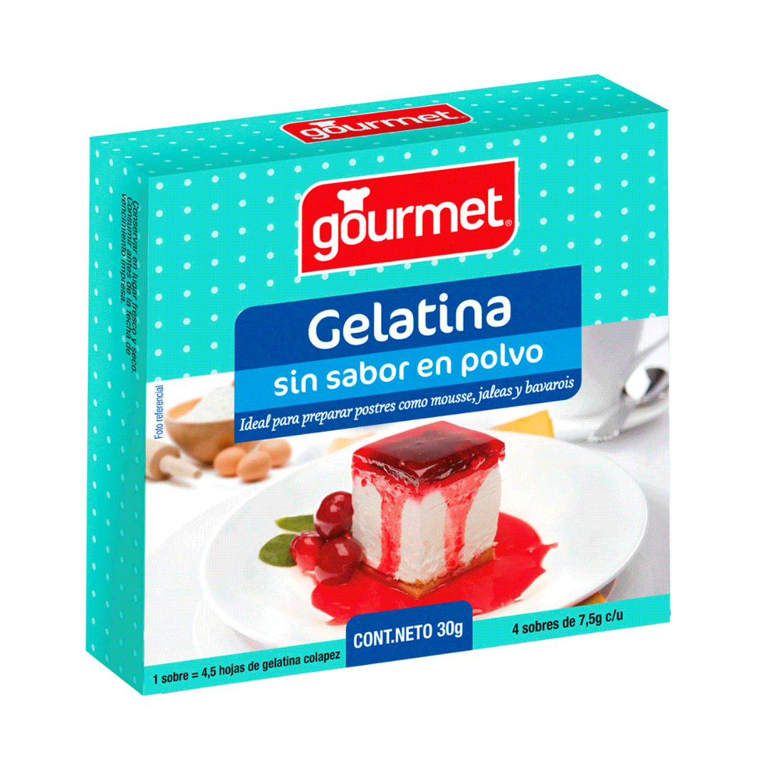 Gelatina Sin Sabor Polvo Gourmet 30 Gr
