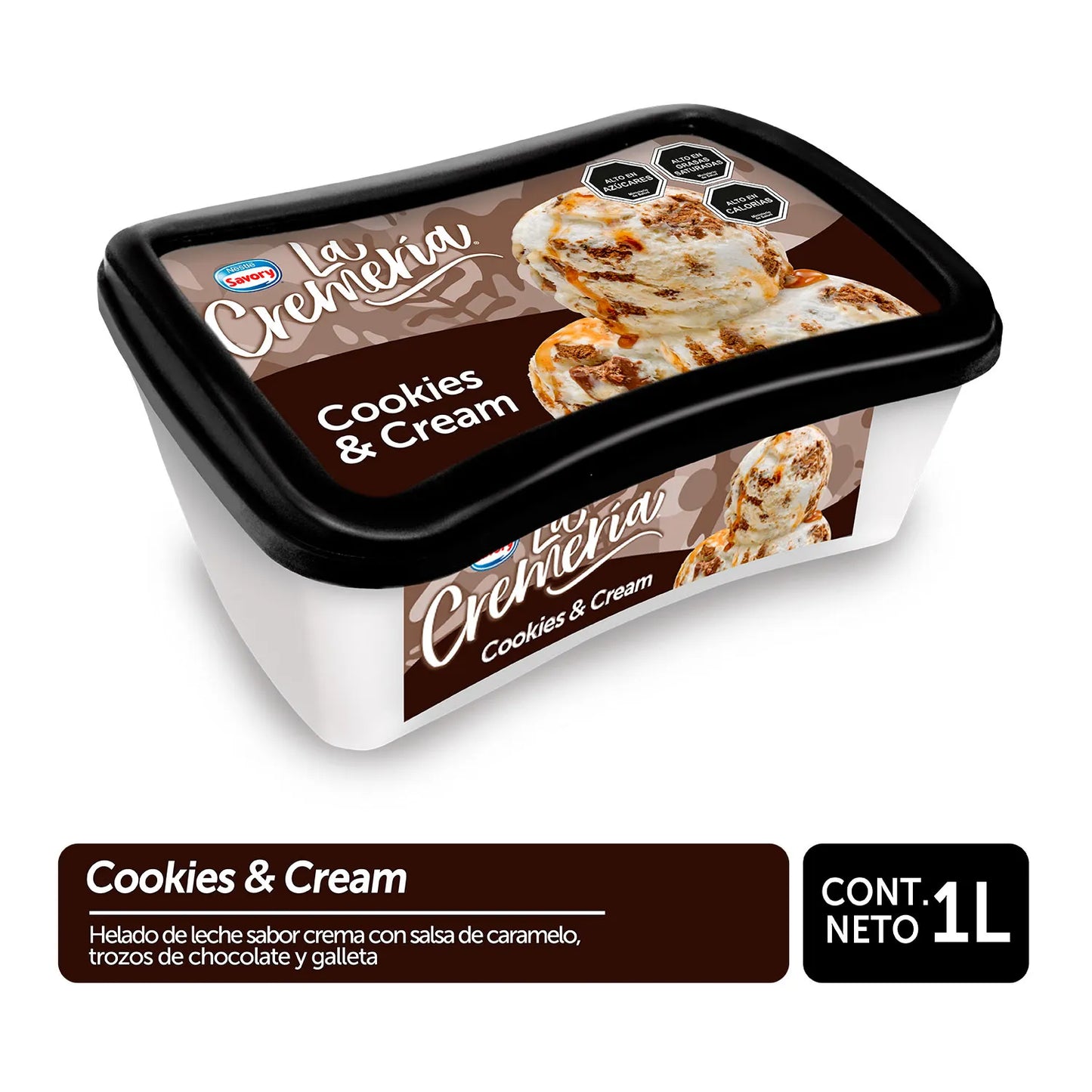 Helado La Cremería Cookies & Cream Savory 1 L