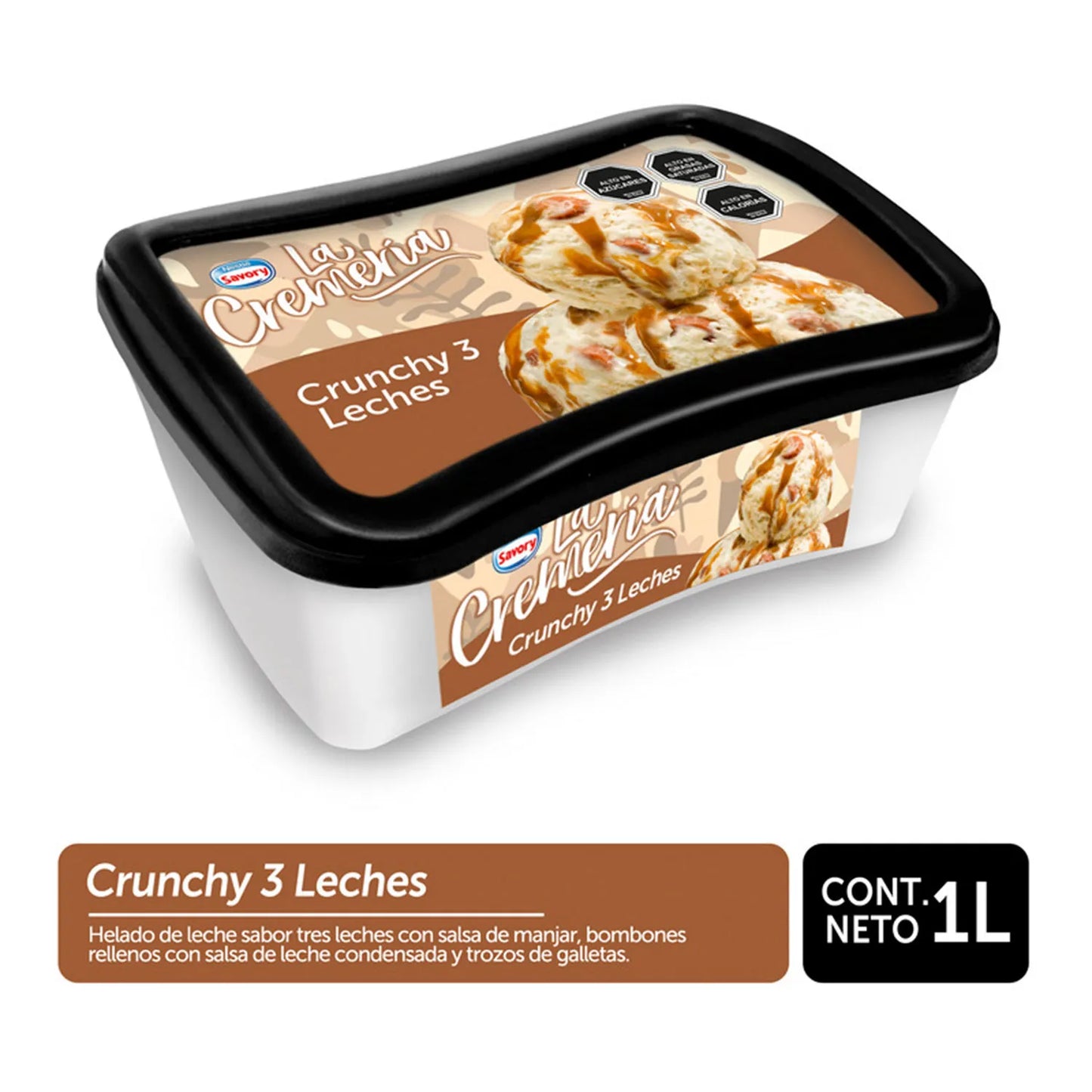 Helado La Cremería Crunchy 3 Leches Savory 1 L