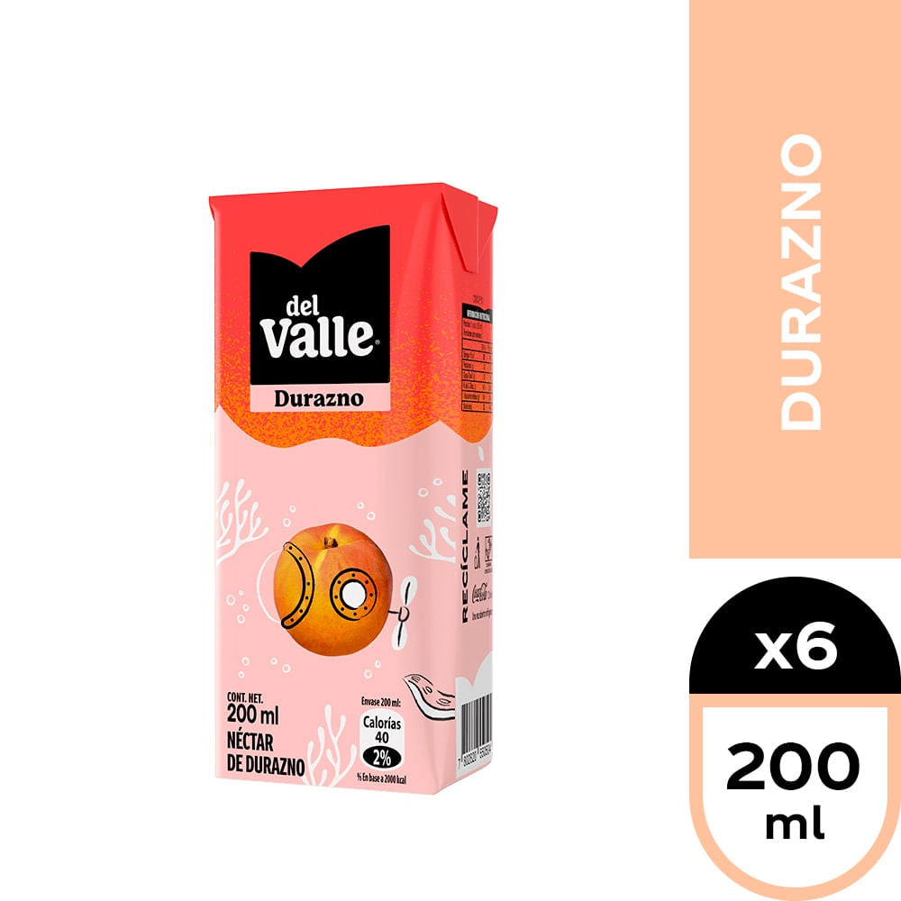 Pack Néctar Durazno Andina del Valle 200ml 6un