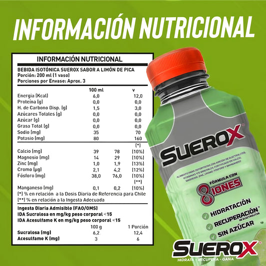 Bebida Hidratante Suerox 8 Iones Limón De Pica 630 Ml