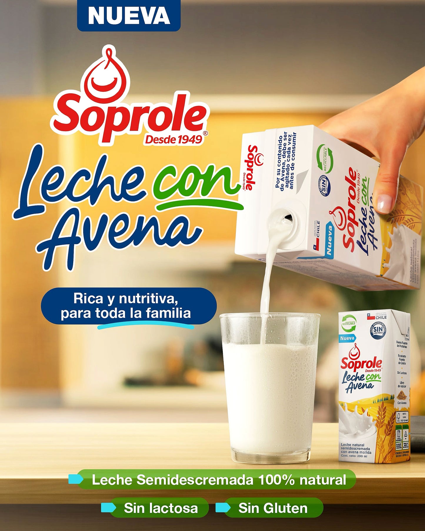 Leche Semidescremada con Avena Soprole 1 Lt