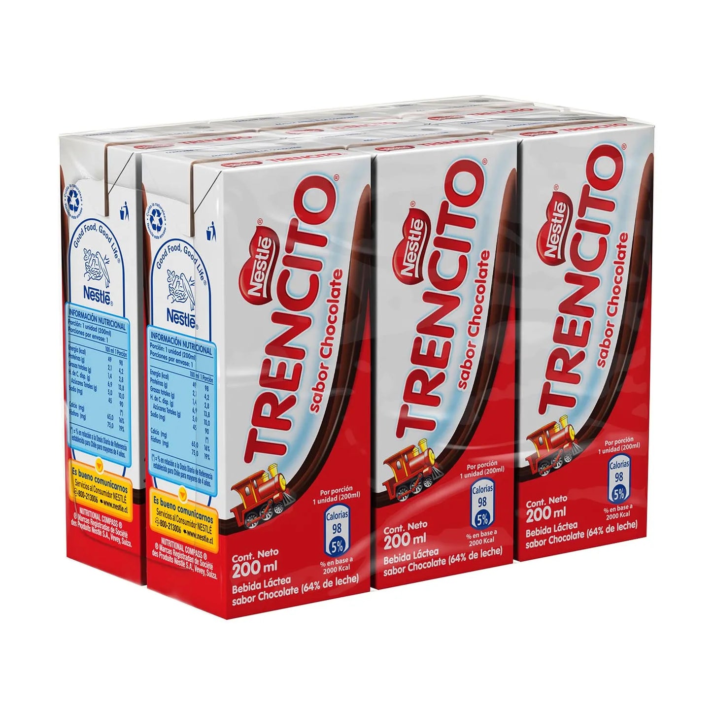 Pack Leche Trencito Chocolate 6 Un 200 ml