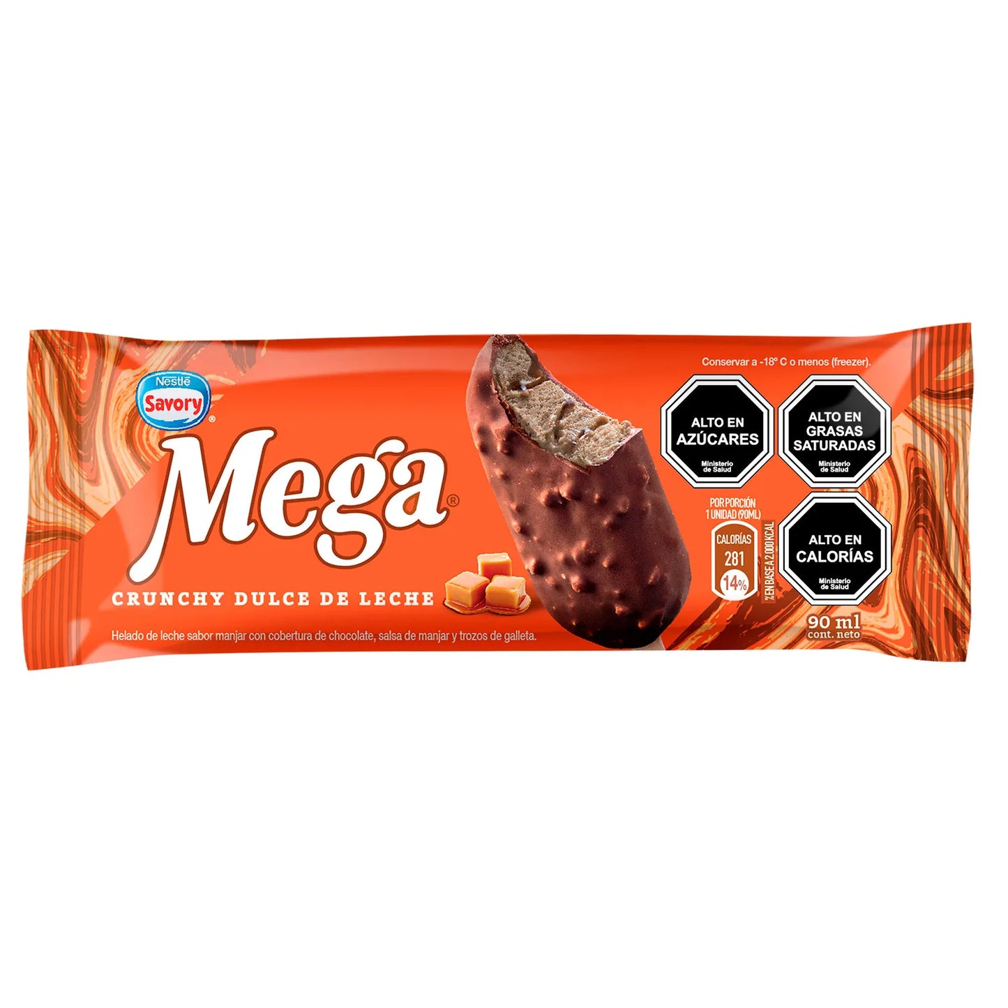 Helado Mega Savory Crunchy Dulce Leche 90 ml