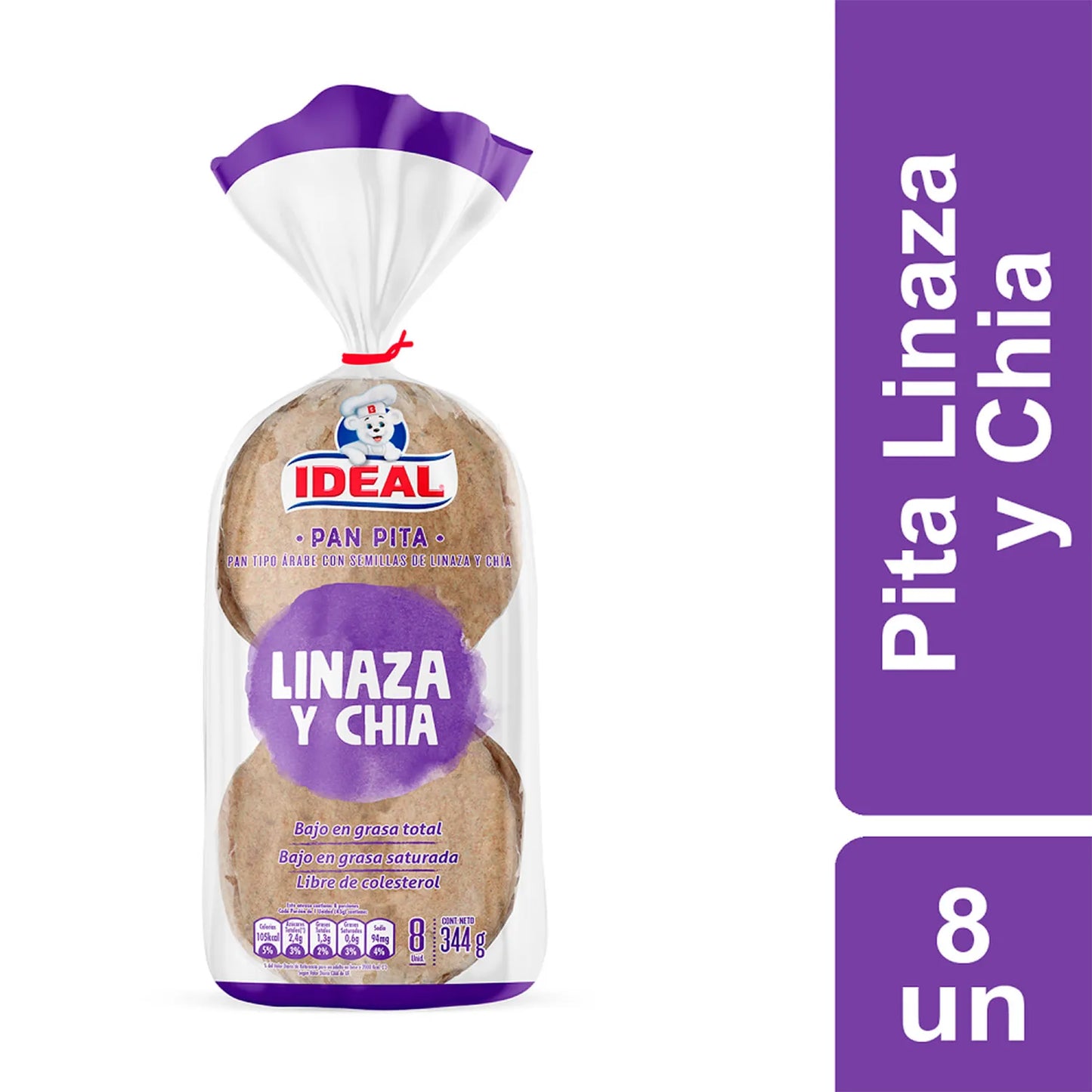 Pan Pita Diet Linaza Chía 8 Un 344 g