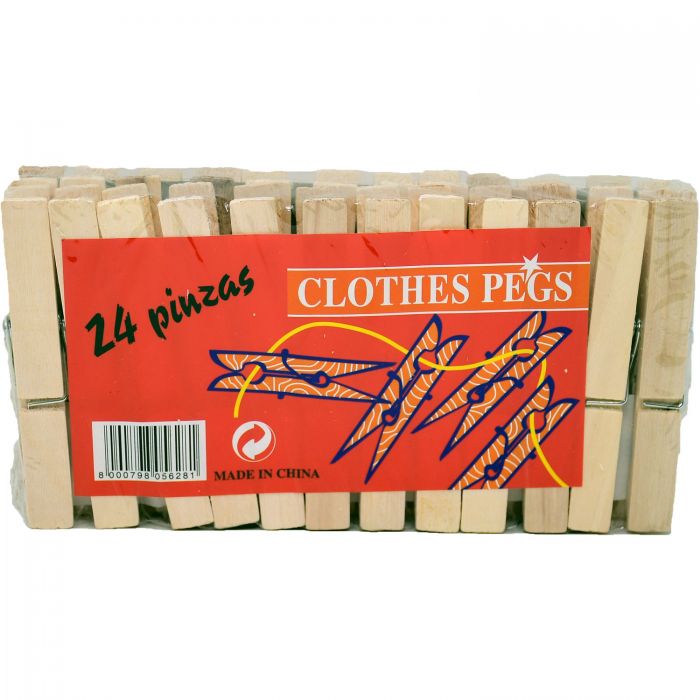 Pinzas de Madera Clothes Pegs 24 Un