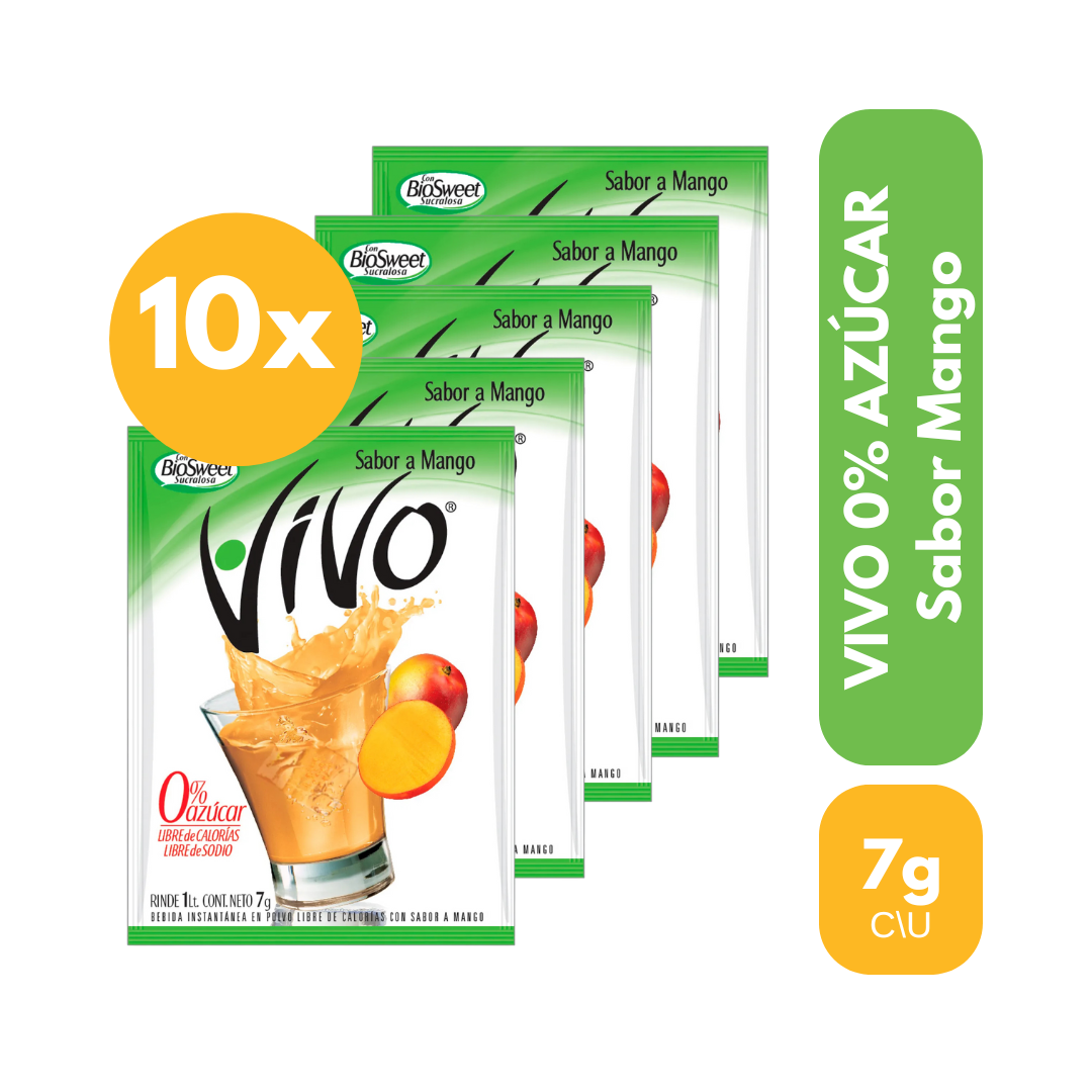 Pack 10 Un Jugo En Polvo Vivo Mango 7 g
