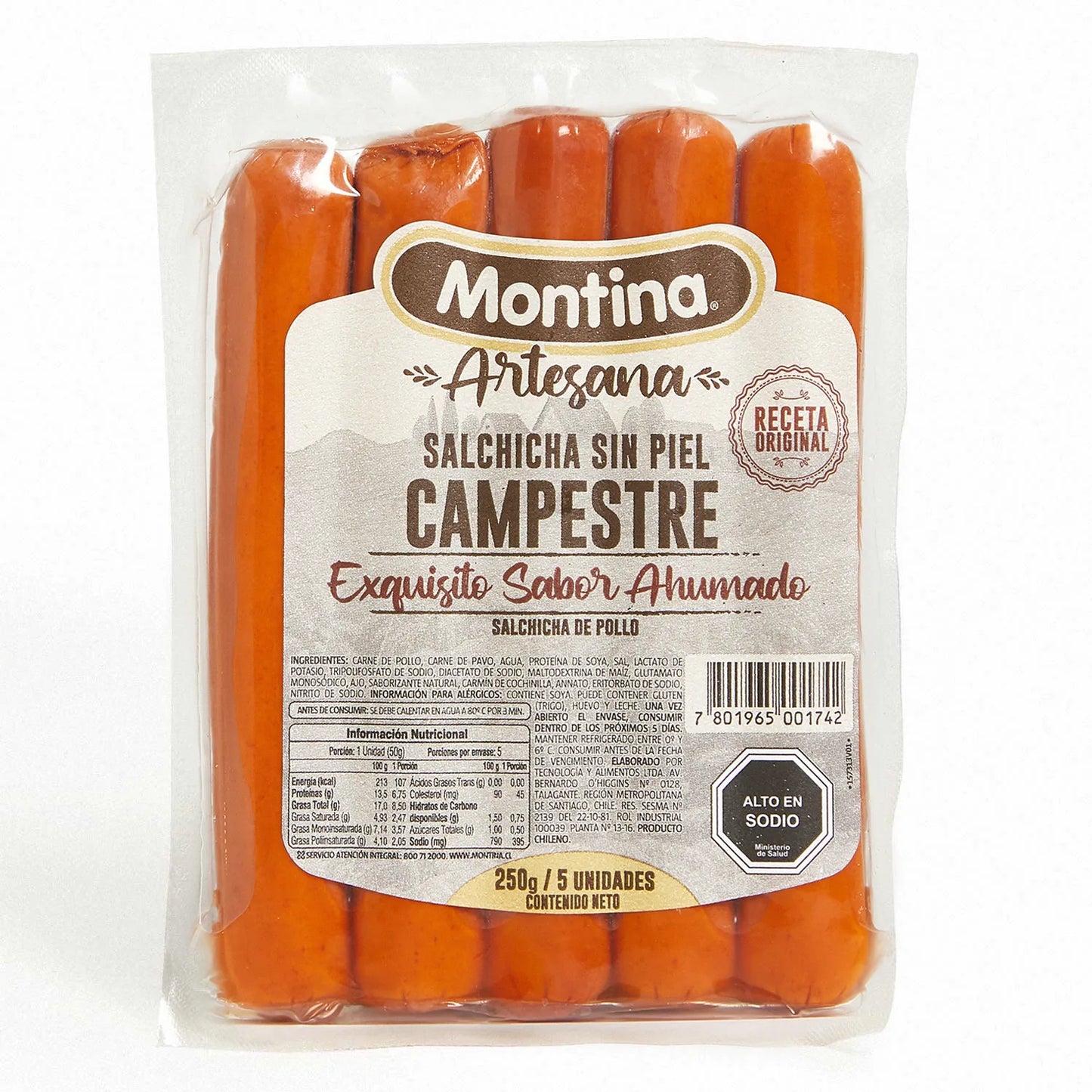 Salchicha Pollo La Montina Campestre Artesanal 250 Gr