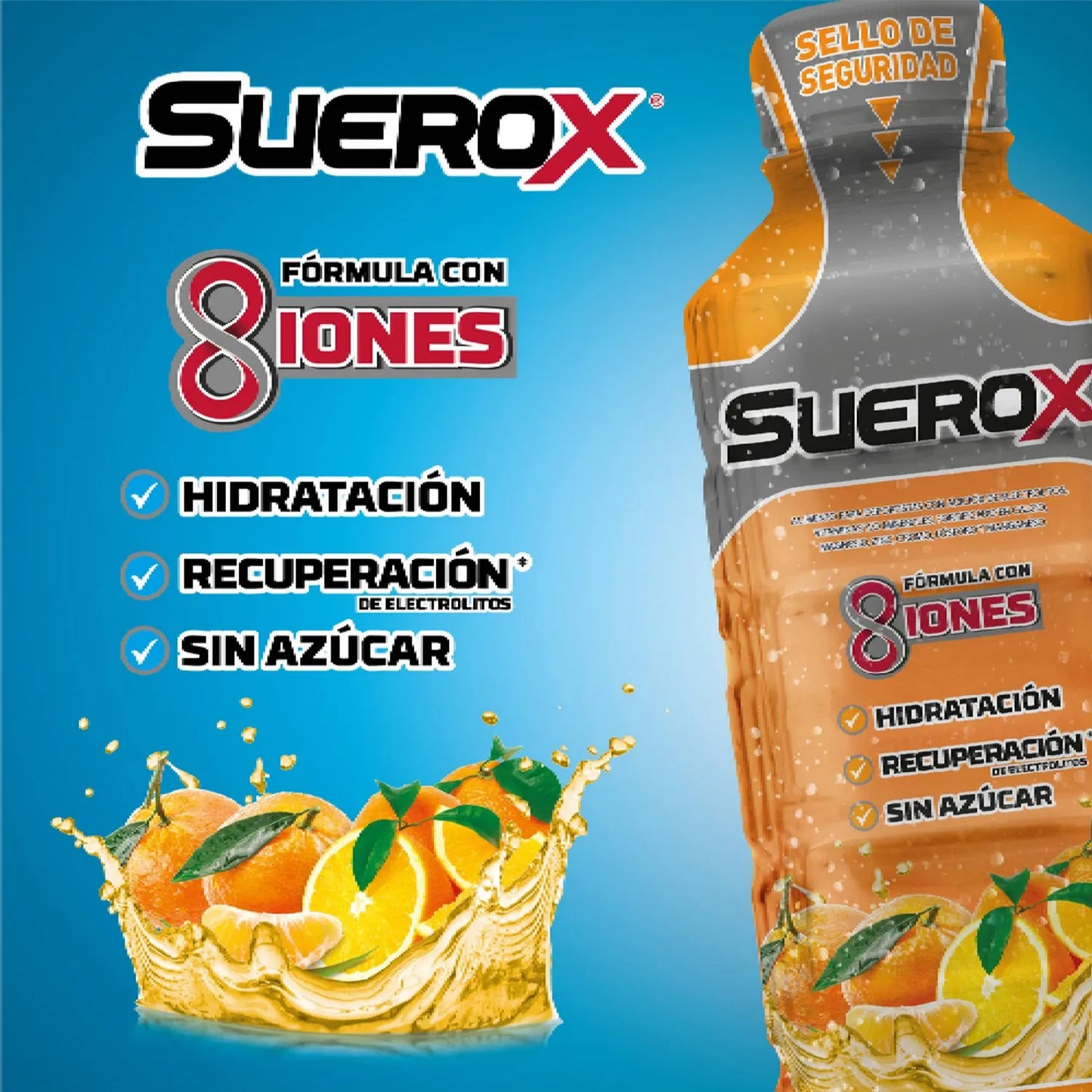 Bebida Hidratante Suerox 8 Iones Naranja 630ml