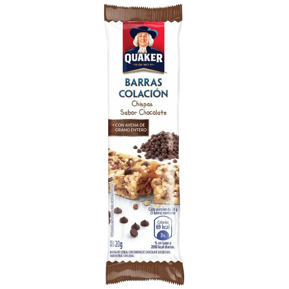 Barra Colación Quaker con Chispas de Chocolate 20 Gr