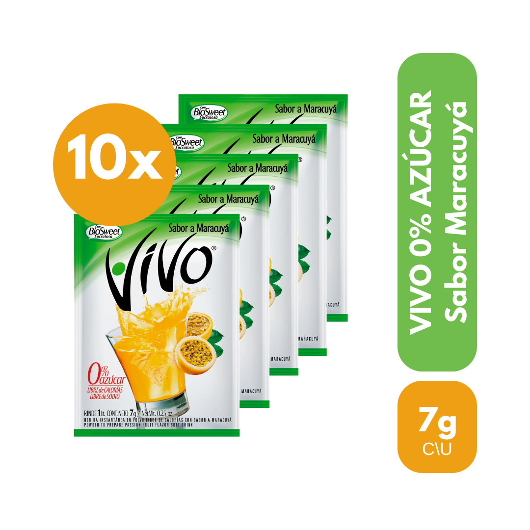 Pack 10 Un Jugo En Polvo Vivo Maracuyá 7 g