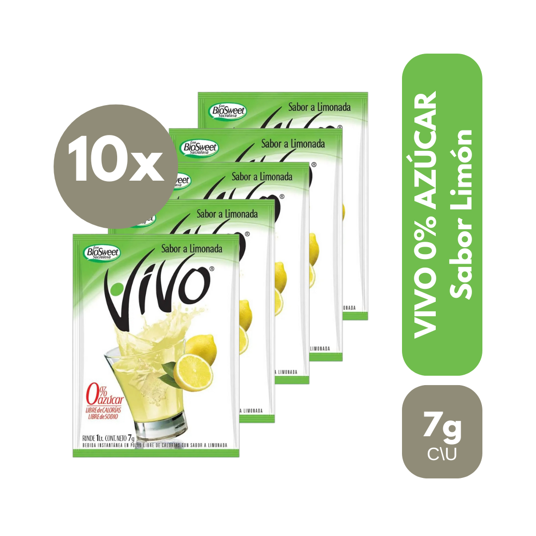 Pack 10 Un Jugo En Polvo Vivo Limón 7 g