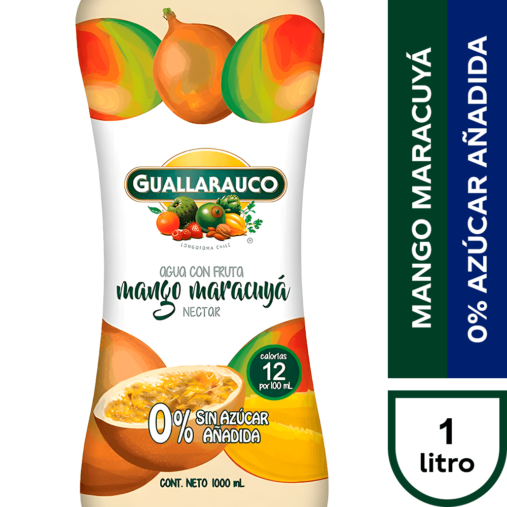 Agua de Fruta Guallarauco Mango Maracuyá Sin Azúcar 1 L
