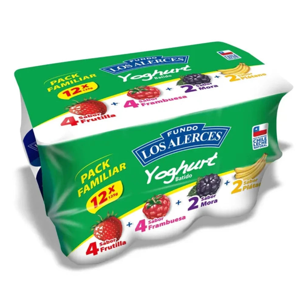Pack Familiar 12 Un Yoghurt Los Alerces 4 Sabores