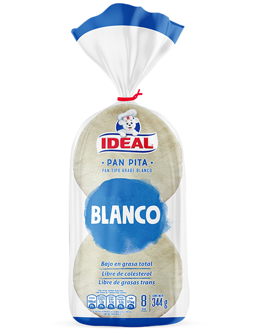 Pan Pita Blanco Ideal 8 Un 344 g
