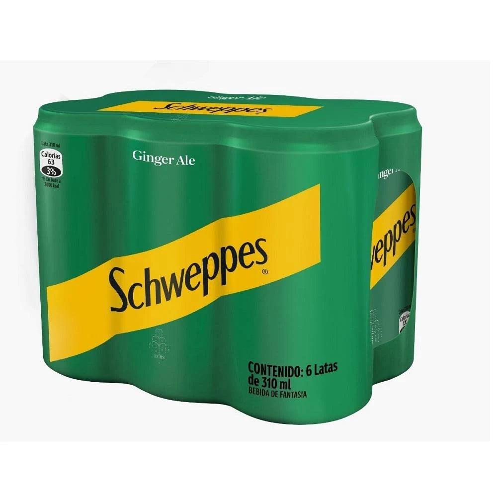 Pack 6 Un Bebida Ginger Ale Schweppes 310ml
