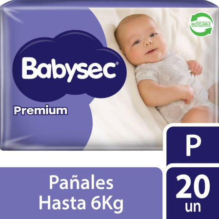 Pañal Babysec Premium P 20 Un