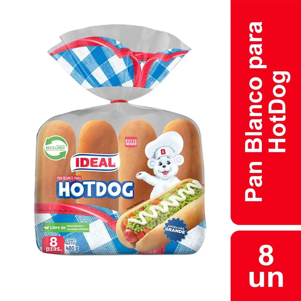 Pan Blanco para Hot Dog Ideal 8 Un