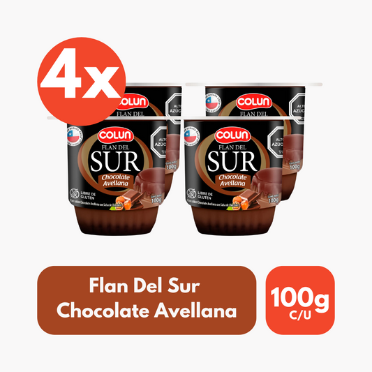 Pack 4 Un Flan Del Sur Colun Chocolate Avellana 100 g