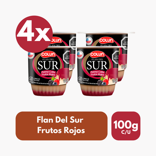 Pack 4 Un Flan Del Sur Colun Frutos Rojos 100 g