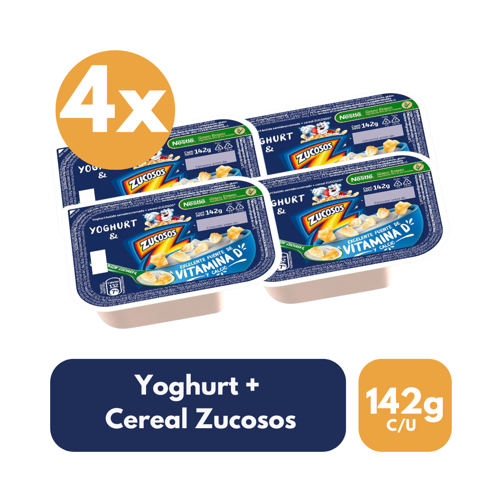 Pack 4 Un Yoghurt con Cereal Zucosos Nestlé 142 g