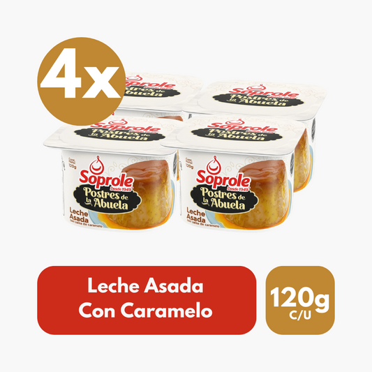 Pack 4 Un Leche Asada Con Caramelo Soprole 120 g