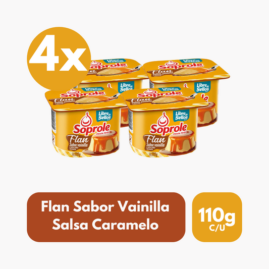 Pack 4 Un Flan Soprole Sabor Vainilla 110 g
