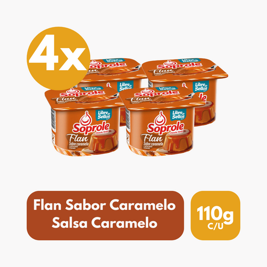 Pack 4 Un Flan Soprole Sabor Caramelo 110 g