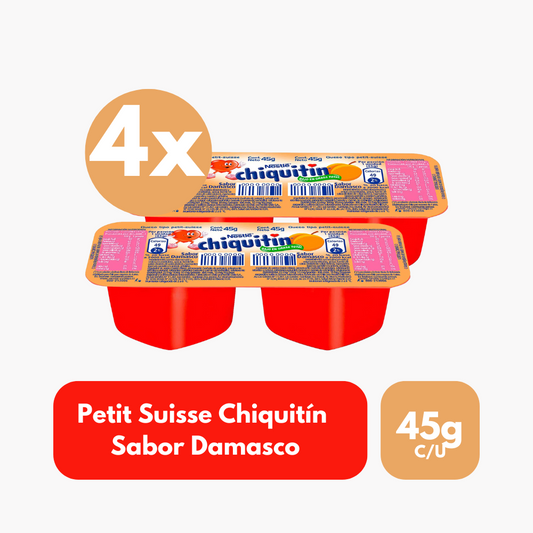 Pack 4 Un Petit Suisse Chiquitín Nestlé Sabor Damasco 45 g